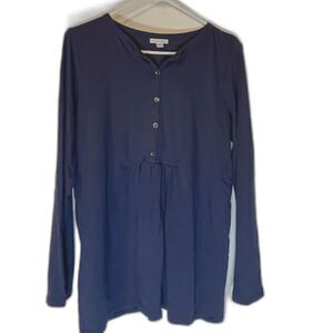 J Jill Medium Blue Minimalist Normcore Casual Long Sleeve Button Down Tunic M